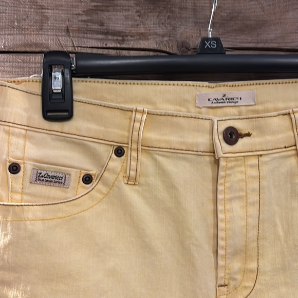Z. Cavaricci Authentic Vintage Sz 10 (34x28) pale yellow Hand Crafted Denim Jean - Picture 2 of 8